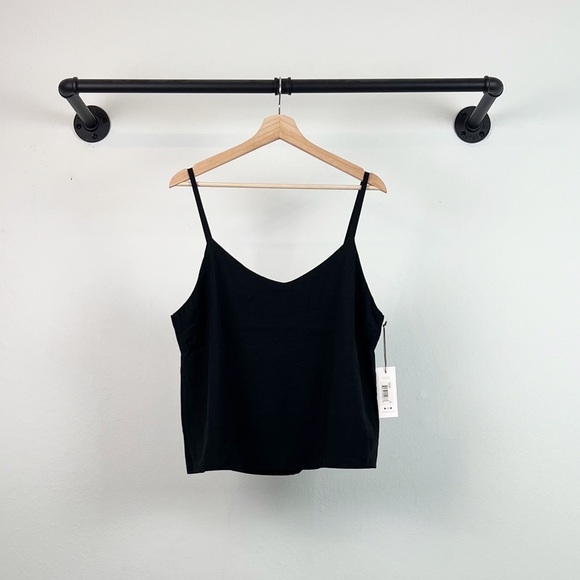 NWT Three Dots Satin V-Neck Camisole Tank Top in Black - Picture 4 of 8